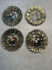 Vintage Brass Butterfly Victorian Wall Picture Frames w/Glass England Set Of 4. picture