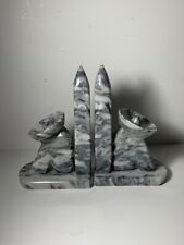 Set of 2 Vintage Carved Marble Southwest Cactus Siesta Sombrero Bookends 7 in. picture