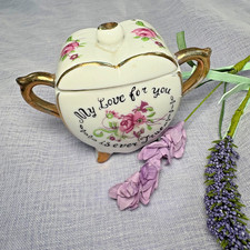 Vtg Enesco Japan Trinket Heart Jar 