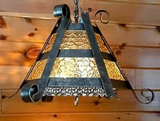 Vtg 1960's-70's Gothic Medieval Tudor Mission Arts Crafts Chandelier Light picture