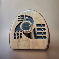 Vintage Bill Zoucha Studio Wood Clock Handcrafted Signed Burlwood Timepiece picture