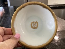 antique MZ Altrohlau Porcelain Bowl Gold Trim Letter Q Czechoslovakia picture