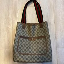 Auth GUCCI GG Sherry Shoulder Tote Bag PVC Leather Brown Vintage picture