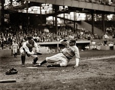 1925 BABE RUTH Slides Under Tag at Griffith Stadium PHOTO  (201-x) picture