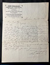 1843 antique JOHN STELLMANN Merchant w Signature Letterhead Letter to Esquire picture