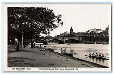 c1940's Princes Bridge Yarra River Boat Melbourne Australia RPPC Photo Postcard picture