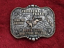 Bull Riding RODEO☆X~TREME☆Pasadena Texas☆1975☆CHAMPION TROPHY BUCKLE☆Rare☆257 picture