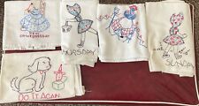 Vintage Embroidered  Kitchen Towels.  Wednesday*Thursday*Saturday* Sunday *Doggy picture