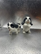 Vintage HOMCO Black & White Cocker Spaniel Puppy Figurines Set #1427 picture