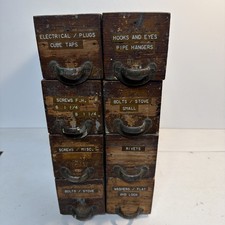 8 Rare Primitive Wood Metal Drawers  Hardware Farm Store Rustic Vintage picture