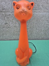 Vtg 1960s Tico Halloween Orange Cat Illuminated Blow Blo-Mold Light Bank 13” picture