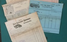 Lot of 6 Vintage 1920's Paper Invoices from Hardware Store Journaling Crafts picture