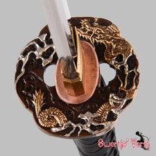 Sea Dragon High Grade Brass Tsuba Guard For Japanese Katana Wakizashi Tanto picture