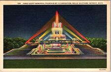 Detroit MI-Michigan, James Scott Memorial Fountain, Vintage Postcard picture