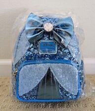 Loungefly Disney CINDERELLA Sequin Mini Backpack Blue NEW Ships ASAP picture