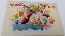 Antique Best Wishes Greetings Postcard Embossed Musical Instruments Unmailed picture