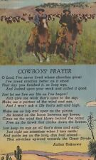 Cowboys Prayer Horseback Riding Ranch Life Christian Linen Vintage Post Card picture
