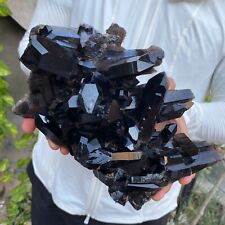 5.4lb Large Natural Black Smoky Quartz Crystal Cluster Rough Mineral Specimen picture