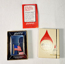 Vintage Zippo 1970 American Flag Unlit in box #108 picture