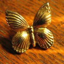 Gold Butterfly Lapel Pin - Vintage Small Pretty Mariposa Wings Butterfly Brooch picture