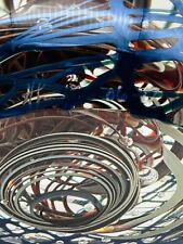 Signed HENRY SUMMA Ribbon Swirl Spiral Controlled Bubbles Art Glass Paperweight picture