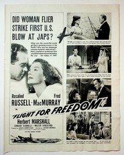 Flight for Freedom 1943 Vintage Print Advertisement 10x13 WWII Film picture