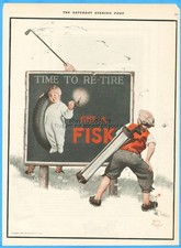 1925 Fisk Tire Golf Caddy Golfing Theme Sleepy Boy Holding Candle Billboard Ad picture