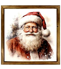 New Santa Claus 12 x 12 Wooden Framed Christmas Picture Printed on Wood picture