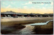 Seaside OR-Oregon, 1911 Cottages South Of Pier, Beach View, Homes, Old Postcard picture