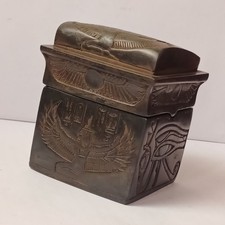 Egyptian Burial Box with 4 Mini Canopic Jars, Antique Style Pharaonic Decor picture
