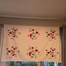 Vintage Red Roses Tablecloth Wilendur 52” X 45 picture
