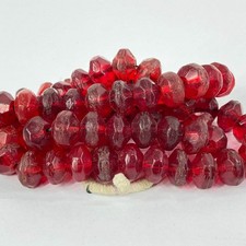 Vaseline Faceted Red Trade Beads 33 Inch Bohemian picture