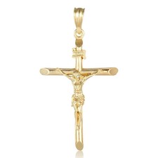 Jesus Cross Pendant, 14K Gold Plated Stainless Steel for Men and Women,Crucifix picture
