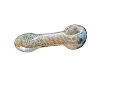 Blue Cream Tan & White Swirls Glass Tobacco Smoking Hand Pipe, Swirl Design picture