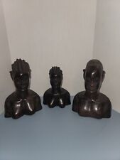 8 Inch Dark/Cherry Wood Craved Beautiful Black Woman Set Of 3 picture