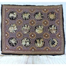 VTG THAI KALAGA Tapestry Astrological Zodiac Horoscope Hand Embroidered Beaded picture