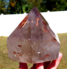 Amethyst Elestial ENHYDRO Water Bubble a RED CLAY Quartz Crystal Point For Sale picture