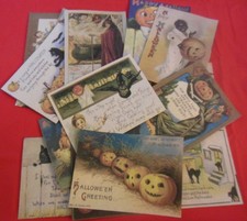Set of 16 Vintage/Victorian/Primitive look Halloween vintage postcard images # 2 picture