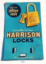 Vintage Harrison Locks Padlock Advertising Tin Sign Board Rare Collectible TS252 picture