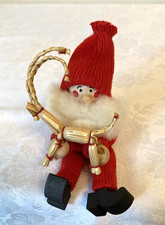 Vintage Swedish Tomte Sitting 4-inch Christmas Figurine with Straw Yule Julbock picture