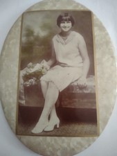 Antique CELLULOID Tin PHOTO   BEAUTIFUL YOUNG WOMAN picture