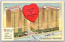 Vintage Skirvin Hotel Oklahoma City Postcard Linen Era 600 Rooms C231 picture