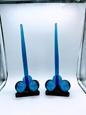 Pair of Cobalt Lucite Candles with Candleholders picture