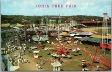 Vintage 1960s Ionia, Michigan Postcard IONIA FREE FAIR Midway / Rides View picture