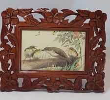 Vtg Ornate Carved Wood Picture/Photo Frame Flowers Southwestern Fits 4x6