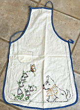 Vintage 1940s Hand Embroidered Bib Apron - Scottie / Westie Dog and Flowers picture