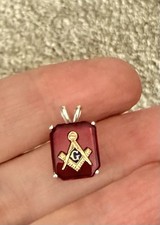Vtg Stock Sterling Silver / 10k Masonic Freemason Pendant picture