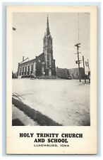 c1940's Holy Trinity Church And School Luxemburg Iowa IA Unposted Postcard picture