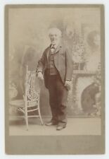 Antique Circa 1880s Cabinet Card Kind Looking Older Man in Glasses Rochester, NY picture