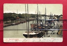 Postcard Danzig Neufahrwasser 1905 port with ships (83028 picture